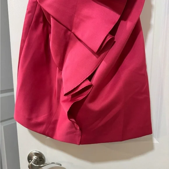 A.L.C. Talita Strapless Ruffle Mini Dress Fuchsia Pink Satin NWOT - Picture 9 of 11